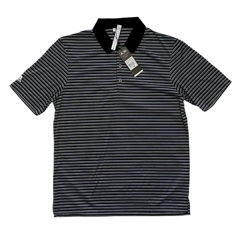 Adidas Mens Golf Shirt, Medium 3-Stripe Climacool Performance Golf Polo Shirt